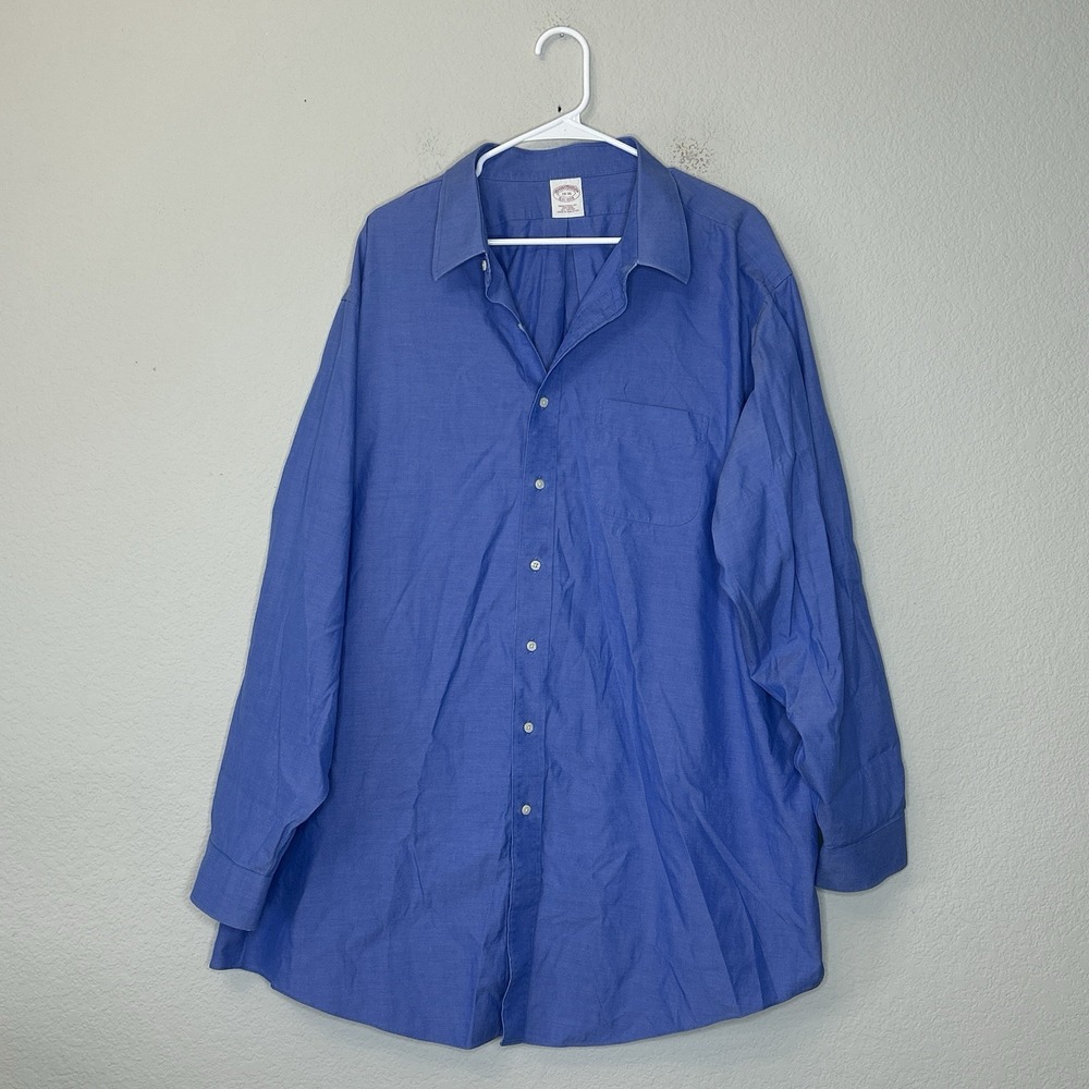 Brooks Brothers Dress Shirt 19 36 Traditional Fit Blue Cotton L/S Big Tall 3XL